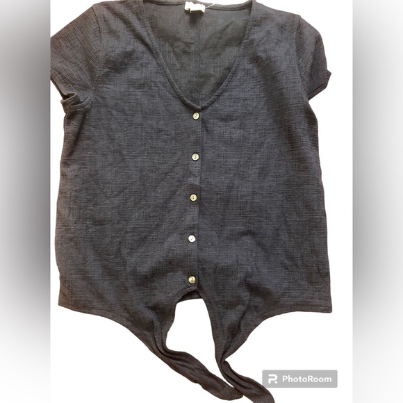 NWTS J. Crew Button up Navy Tie Up Short Sleeve Size Small Cotton and  s… - Picture 3 of 8